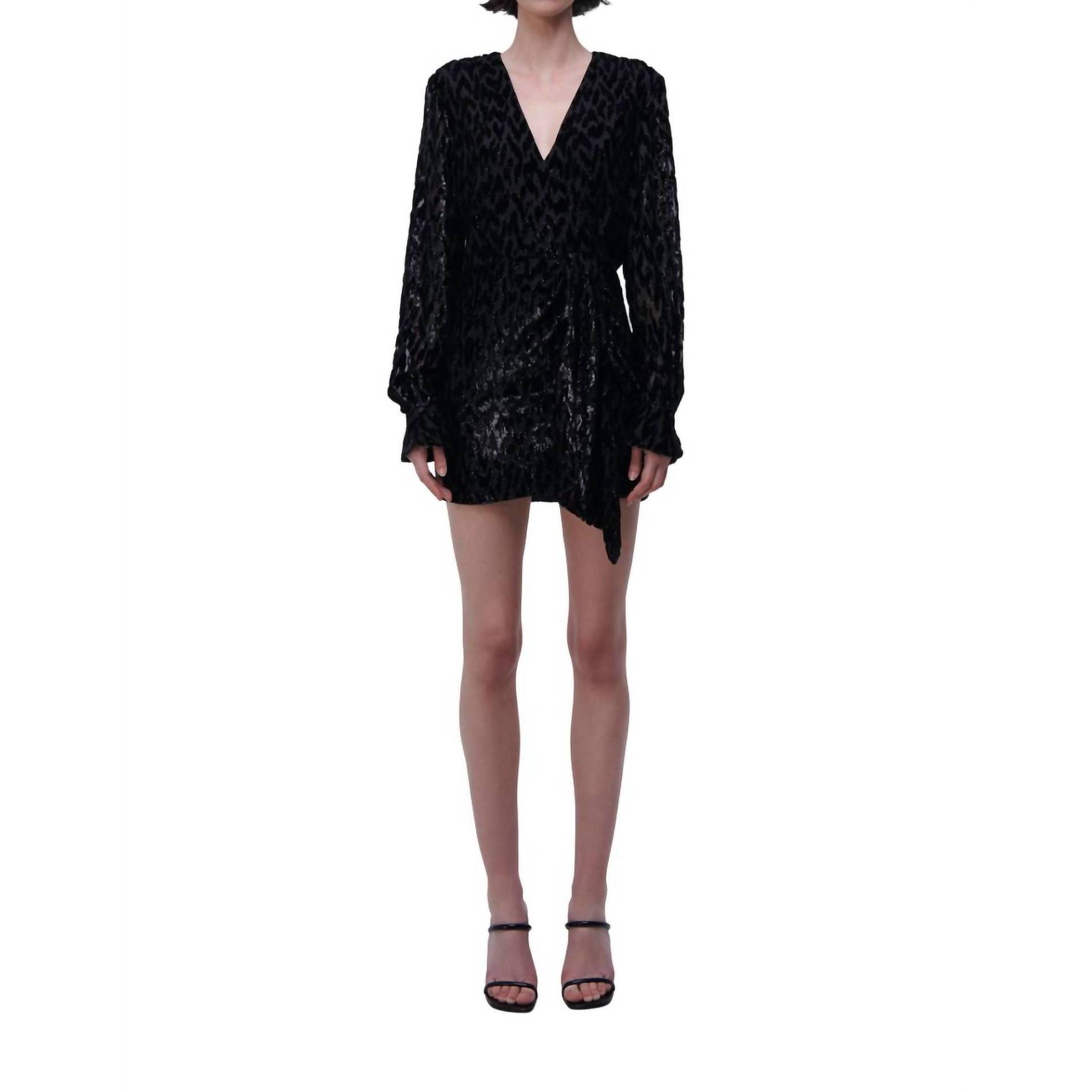 New Jonathan Simkhai Camryn V-Neck Wrap Mini Dress In Black